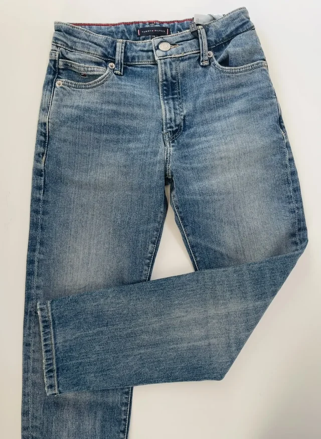 Jeans straight fit Tommy Hilfiger per bambino ragazzo blu denim