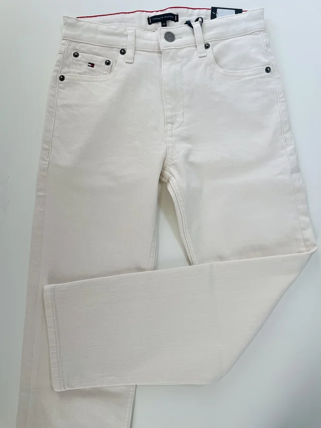 Jeans straight fit bianco Tommy Hilfiger per ragazzo