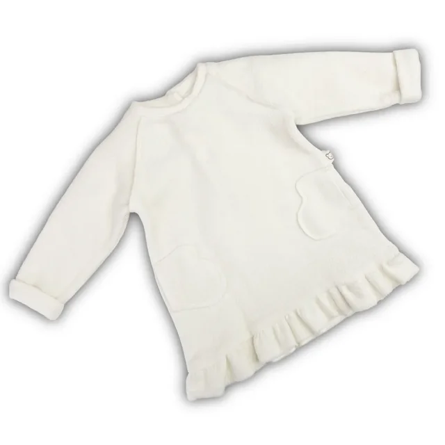 Abitino Felpato Coccodè per Neonata - Colore Burro con Ruches