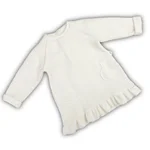 Abitino Coccodè per neonata in tessuto felpato color burro, con tasche a forma di cuore e volant sul fondo. 1