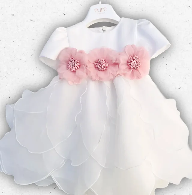Abitino in Organza Pure Firenze per neonata bianco