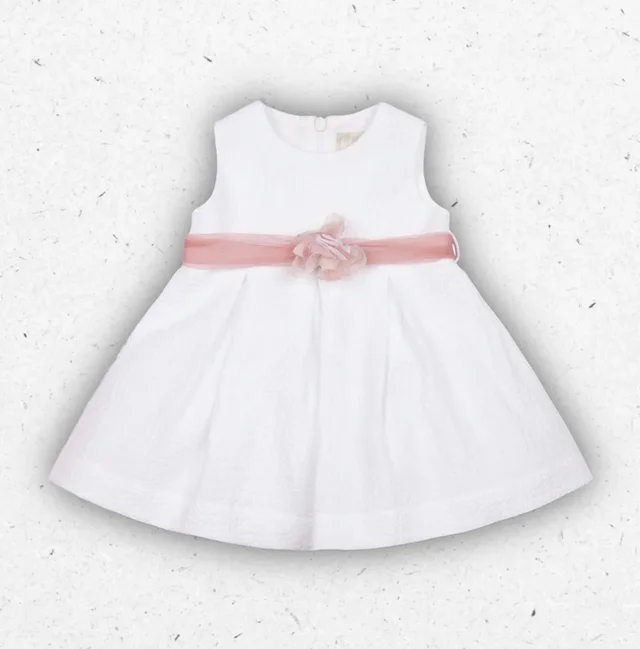 Abitino Neonato Lalalù in Cotone Piquet Bianco da Cerimonia 3-9 Mesi