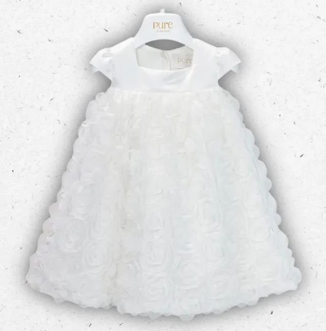 Abito Cerimonia Neonata Pure Firenze Panna con Ricamo Floreale