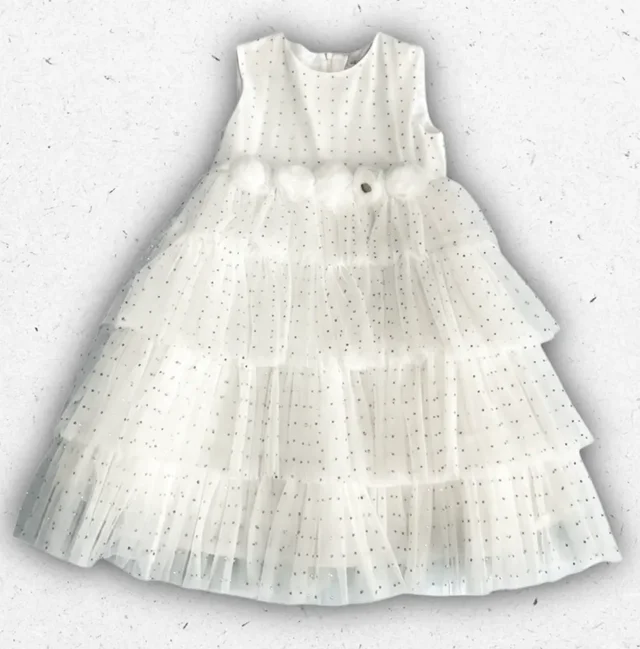 Abito Cerimonia Ragazza Alice Pi. in Tulle e Pizzo Color Avorio