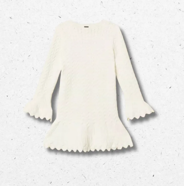 Abito corto baby Twinset bianco neve maglia trecce