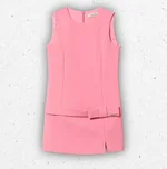 Abito corto da ragazza Twinset Milano in crêpe rosa Aurora Pink con dettaglio fiocco in vita e linea fitted. 1