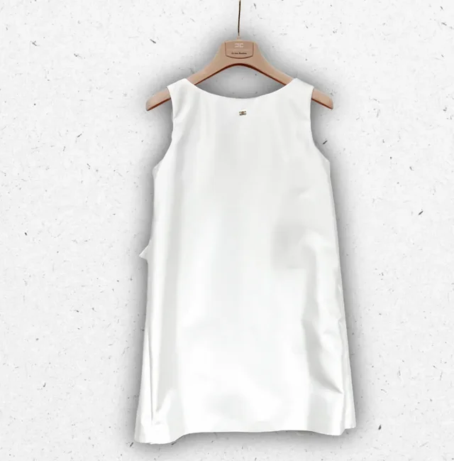 Abito Elisabetta Franchi La Mia Bambina Avorio Smanicato con fiocco retro