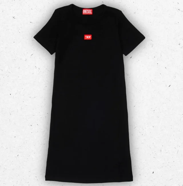 Abito Midi Ragazza Diesel Junior in Cotone Elasticizzato con Logo D