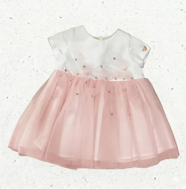 Abito Neonata Liu Jo con Logo Strass e Gonna in Tulle 6 Mesi
