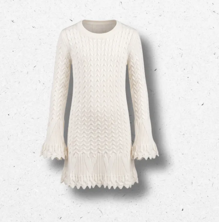 Abito Twinset bambina panna in maglia con passamaneria