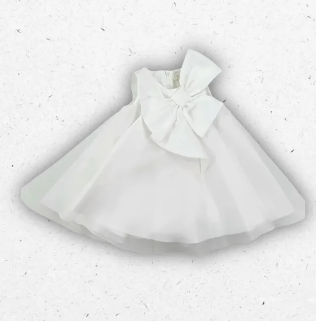 Abito Neonata Liu Jo in Seta Bianco da Cerimonia con Gonna in Tulle 6-9 Mesi