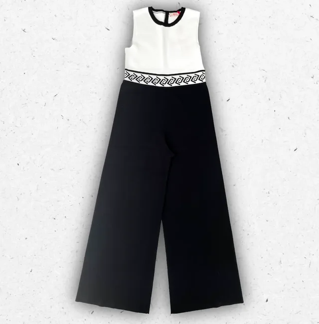 Abito Tuta Liu Jo Ragazza in Maglia Bicolore Bianco e Nero