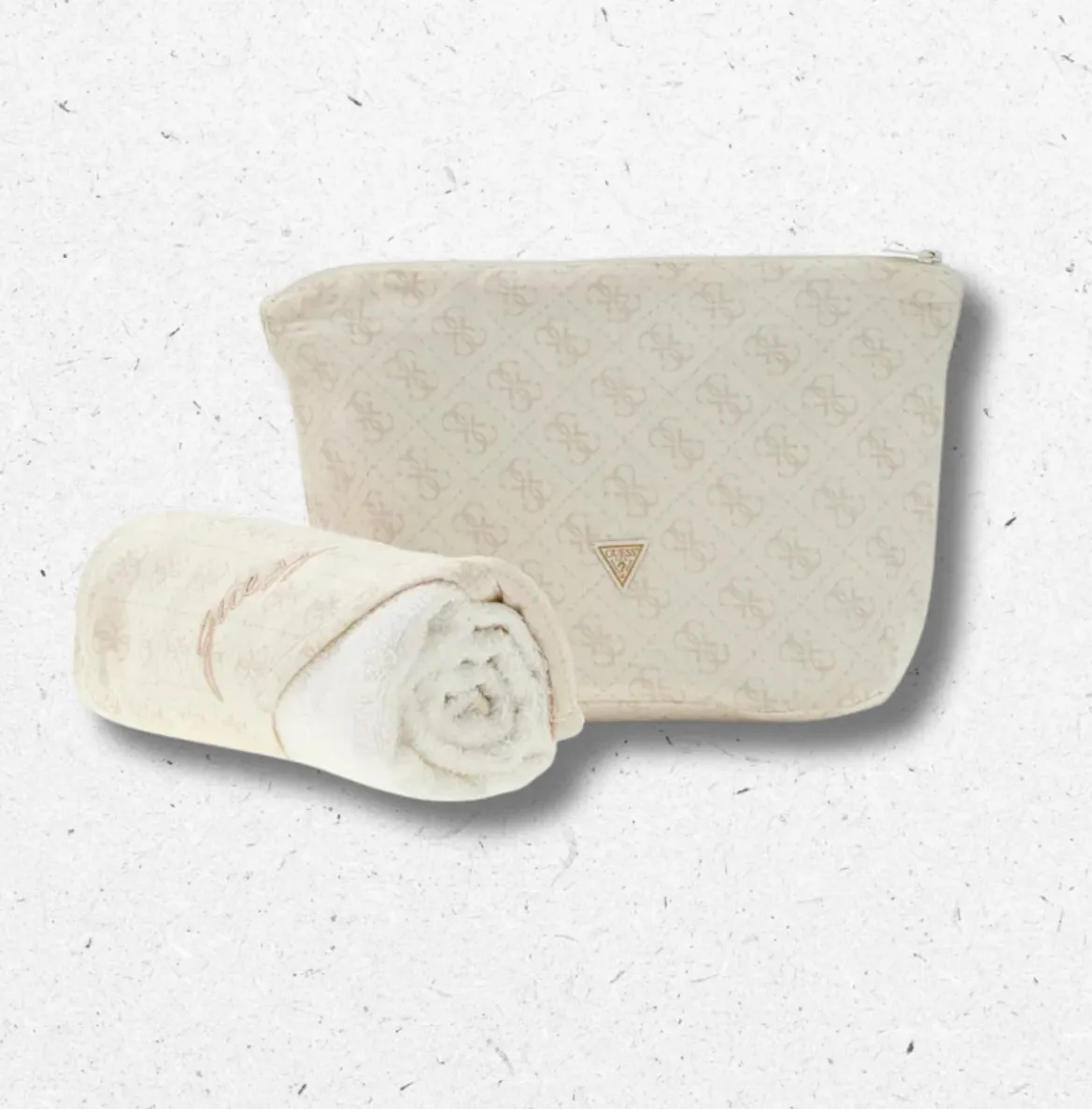 Asciugamano Guess bambini in cotone beige, ricami con logo a triangolo