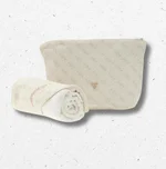 Asciugamano Guess bambini in cotone beige, ricami con logo a triangolo 1