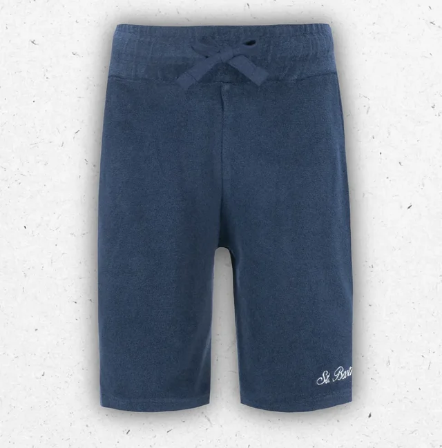 Bermuda Ragazzo MC2 Saint Barth Randle in Spugna Blu Navy con Ricamo