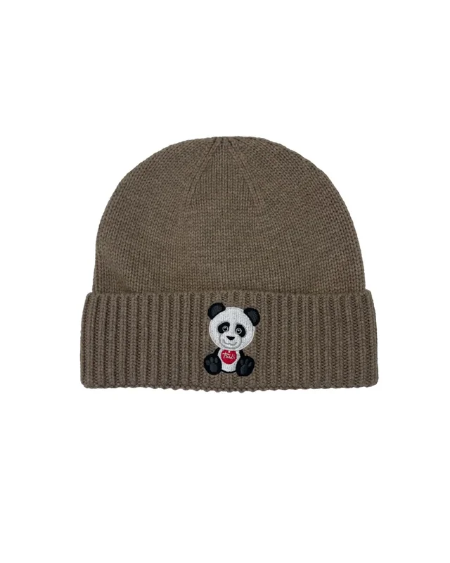 Berretto a Maglia MC2 Saint Barth con Patch Panda Trudi - Marrone Chiaro