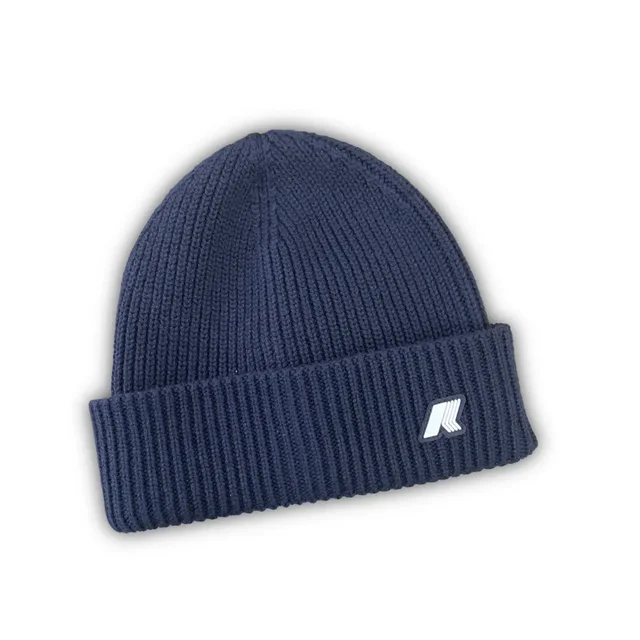 Berretto K-Way per Neonato/Bambino - Cappello in Maglia a Costine Blu Navy con Logo