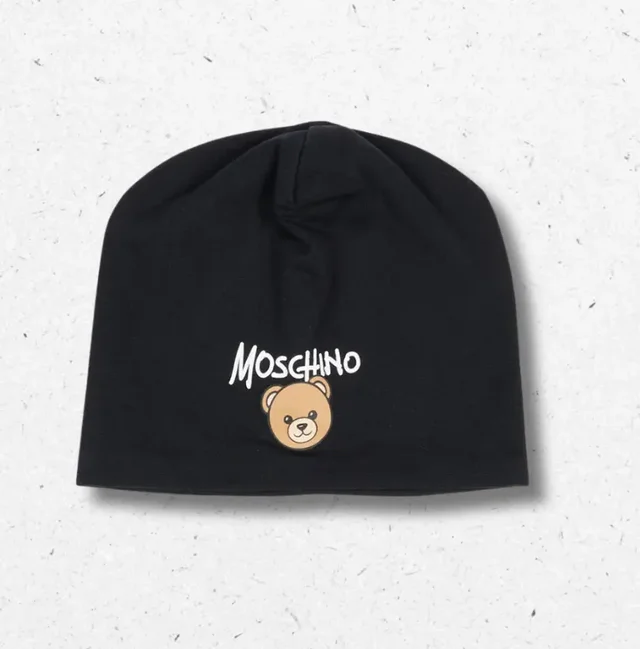 Berretto Moschino Kids Bambino Nero in Cotone con Teddy Bear