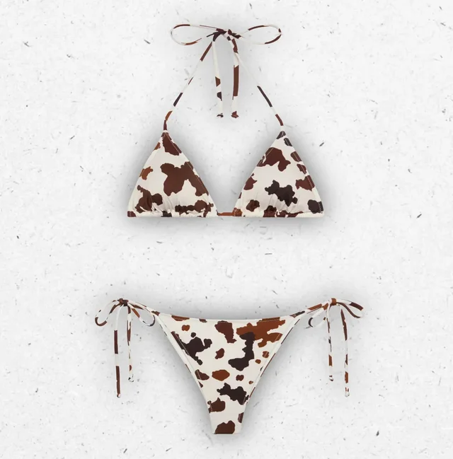 Bikini a Triangolo MC2 Saint Barth Leah Marielle Stampa Pelle di Mucca