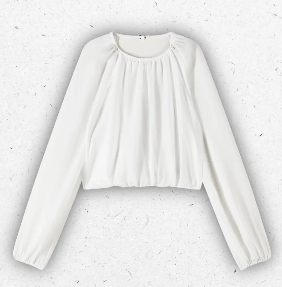 Blusa bianca in georgette Patrizia Pepe con spalle scoperte, maniche ampie elasticizzate e dettaglio Fly.