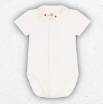 Body per neonato Petit Bateau bianco a maniche corte in cotone con delicato ricamo fragola o balena sul petto. 1