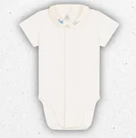 Body per neonato Petit Bateau bianco a maniche corte in cotone con delicato ricamo fragola o balena sul petto. 1