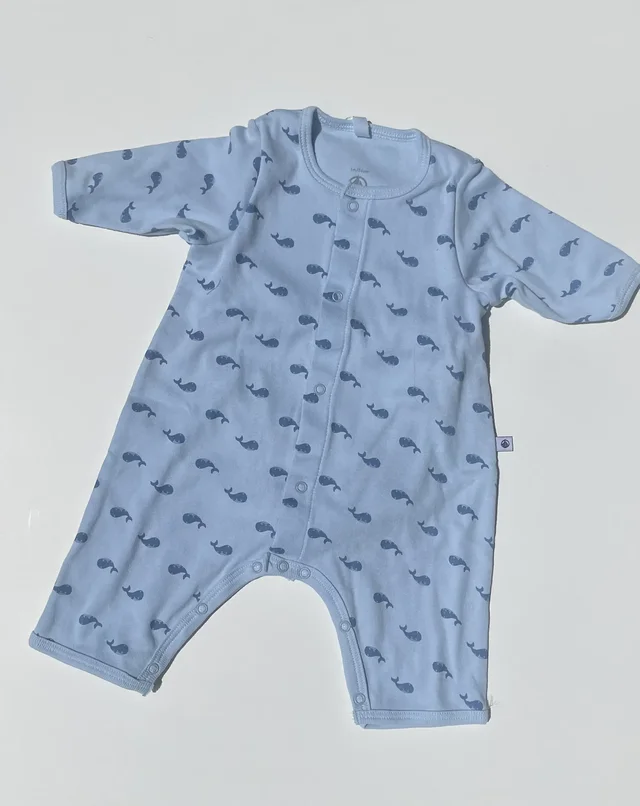 Bodyjama in cotone per neonato con fantasia balene