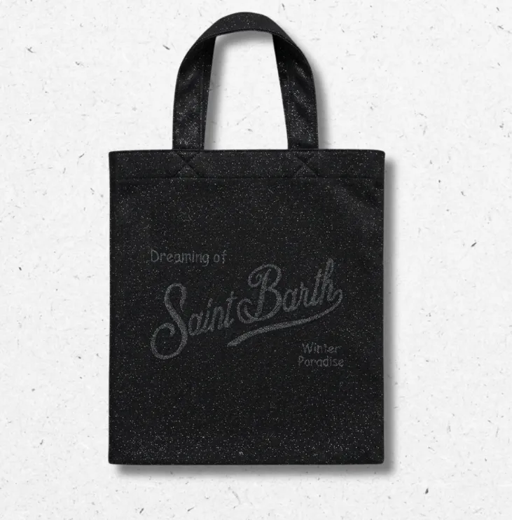 Borsa a mano Essential Mini Lurex MC2 Saint Barth nera, donna e bambina