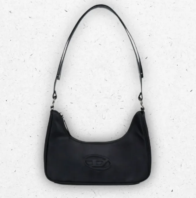 Borsa a Spalla Ragazza Diesel Wunsy in Nylon Lucido con Logo Oval D