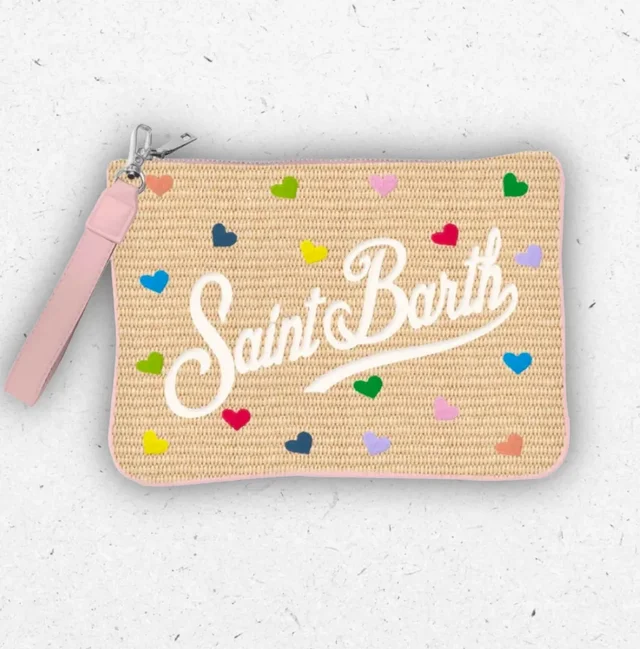 Borsa a Tracolla Parisienne MC2 Saint Barth Beige Cuoricini Multicolor Logo