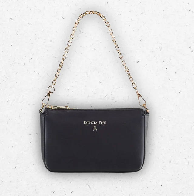 Borsa a Tracolla Patrizia Pepe con Catena e Rivetto Fly Oro Light Gold