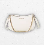Borsa bianca Off White da ragazza Twinset Milano effetto nappa liscia con tracolla rimovibile, catena dorata e logo in metallo. 1