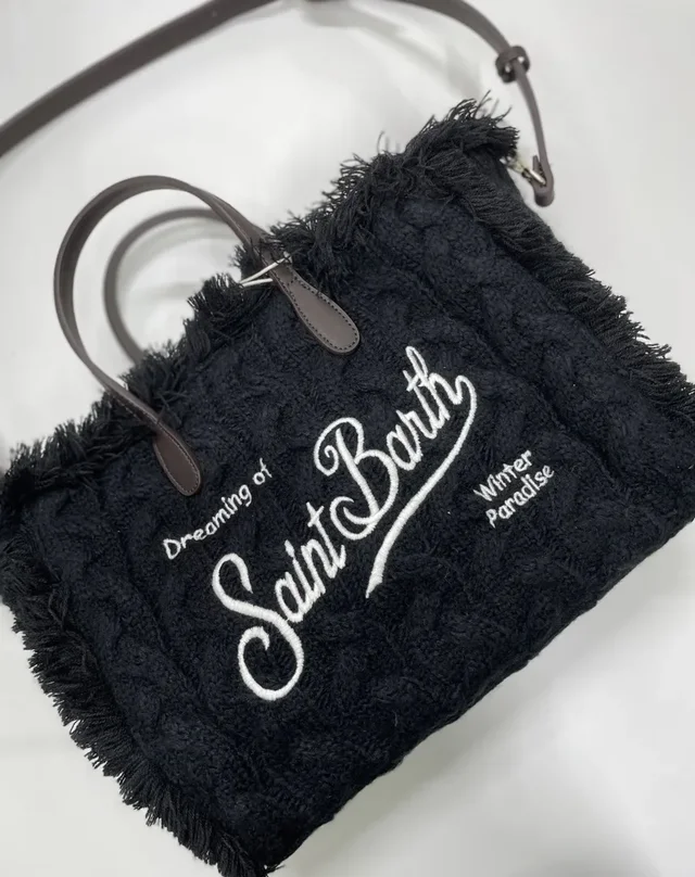 Borsa in Lana MC2 Saint Barth Colette - Nera e Bianca