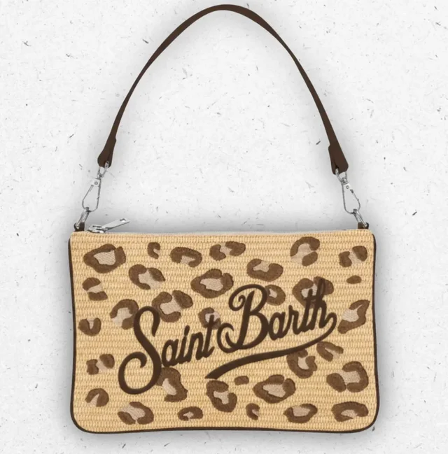 Borsa Parisienne MC2 Saint Barth Leopardata in Paglia Sintetica Animalier