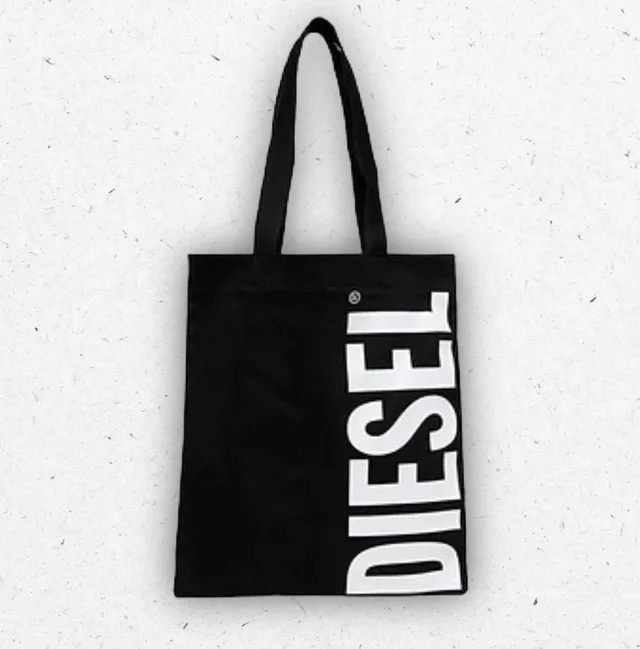 Borsa Tote Diesel Junior in Canvas con Maxi Logo Verticale