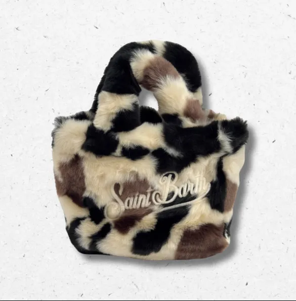 Borsa Vanity Mini MC2 Saint Barth Soft Fur Stampa Cow con Tracolla