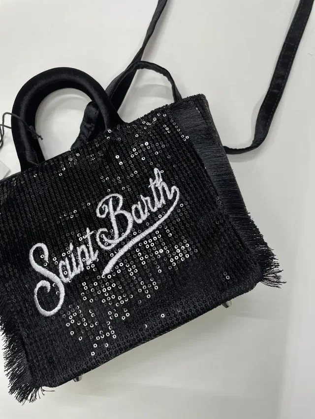 Borsa Vanity Mini Saint Barth - Tracolla, Velvet Glitter Nero