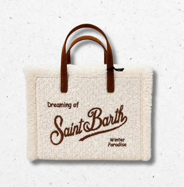 Borsa Vanity Mini Tweed Panna MC2 Saint Barth