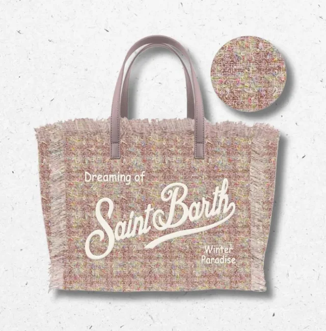 Borsa Vanity Mini Tweed Rosa Lurex MC2 Saint Barth