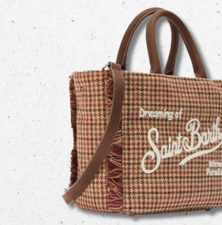 Borsa Vanity Mini Wool Rossa Pied de Poule MC2 Saint Barth