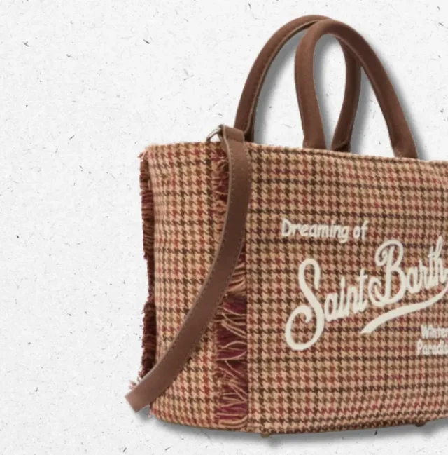 Borsa Vanity Mini Wool Rossa Pied de Poule MC2 Saint Barth