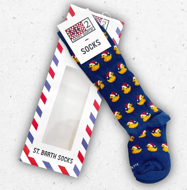 Calzini Bambino MC2 Saint Barth SOX JR Blu con Paperelle Natalizie - Taglia 27/30