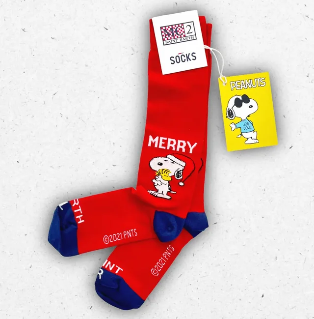 Calzini Ragazzo MC2 Saint Barth SOX JR XMAS Rossi con Snoopy Natalizio - Taglia 35/38