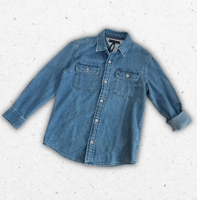 Camicia blu denim Tommy Hilfiger per ragazzo