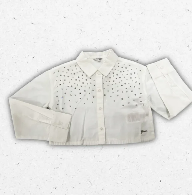 Camicia Guess Ragazza in Popeline di Cotone con Strass