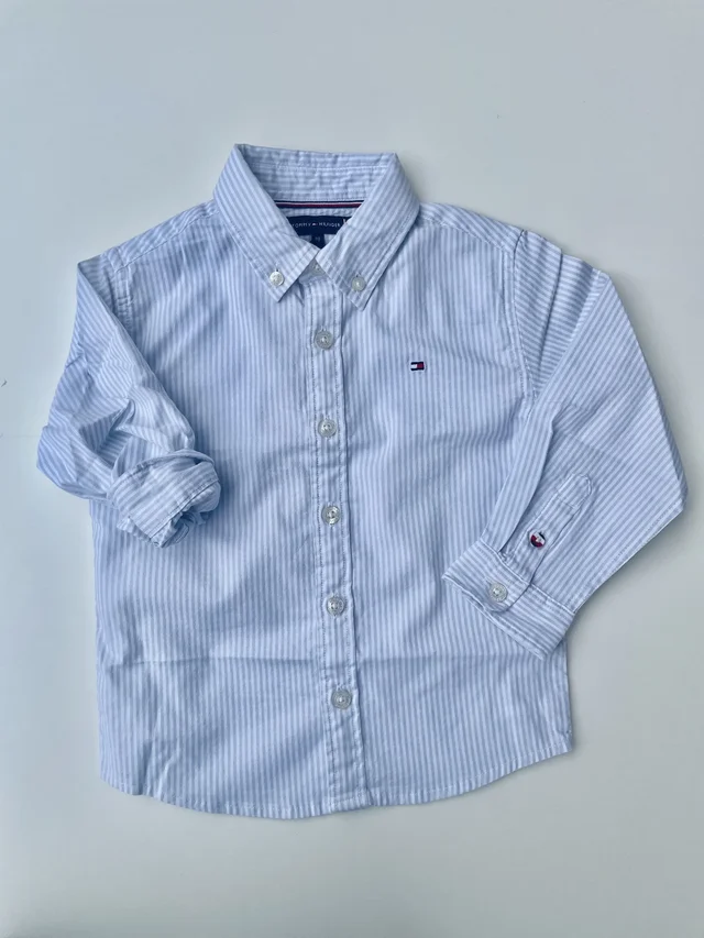 Camicia in cotone bianca a righe Tommy Hilfiger per bambino