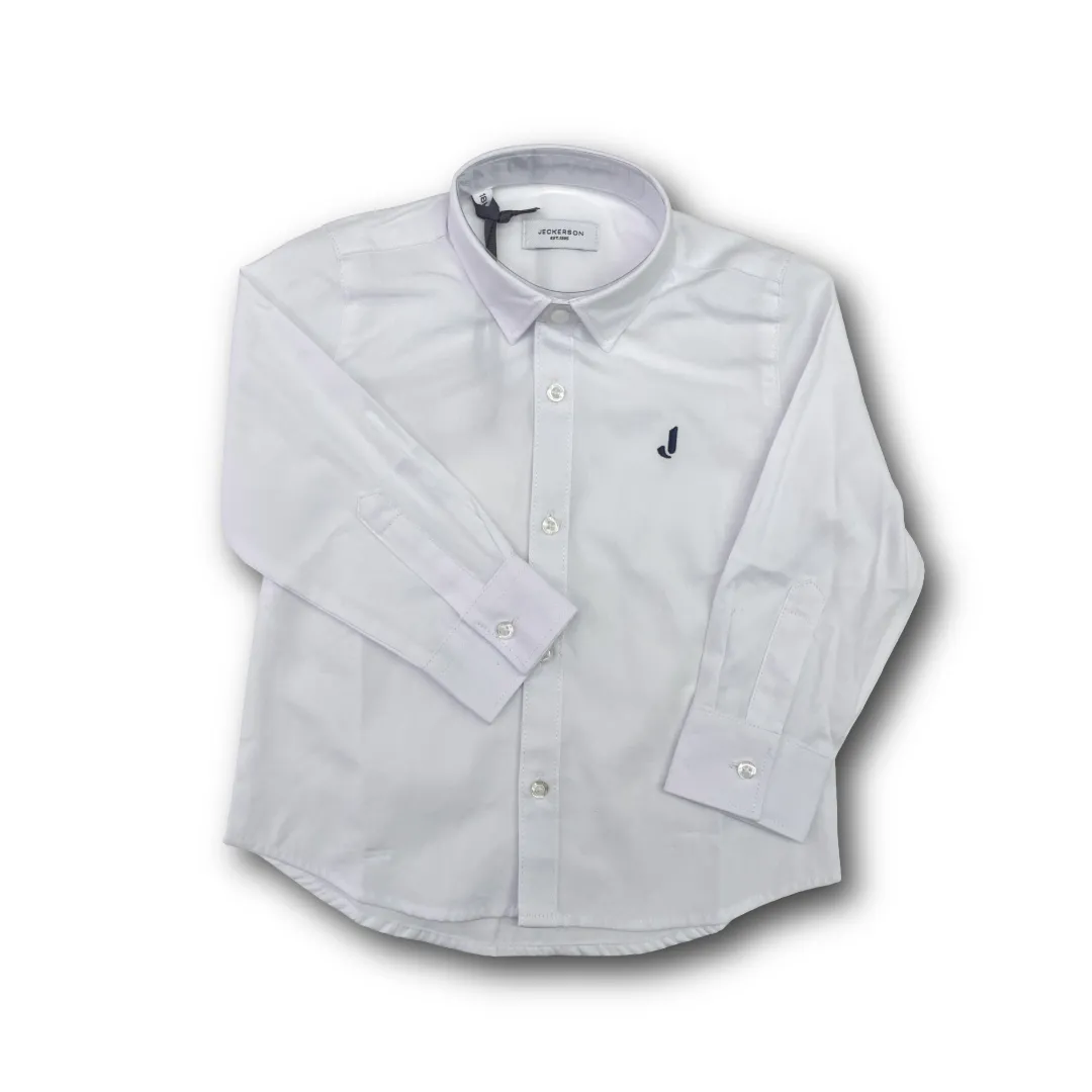 Camicia Jeckerson a maniche lunghe per neonato, di colore Bianco con piccolo logo ricamato sul petto.