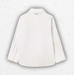 Camicia bianca a maniche lunghe da ragazza Twinset Milano in popeline con taschino decorato da borchie metalliche e fondo asimmetrico. 1