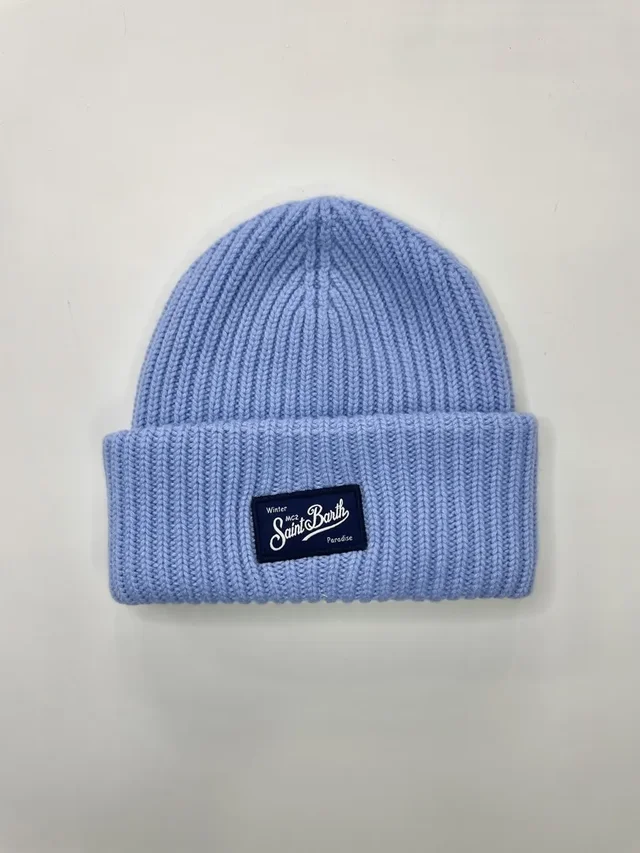 Cappello Berry Mc2 Saint Barth BERRY in Maglia - Lana Cashmere Celeste
