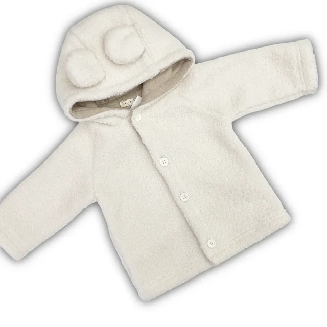 Cappottino Teddy in Pile Coccodè per Neonato - Colore Burro con Orecchie